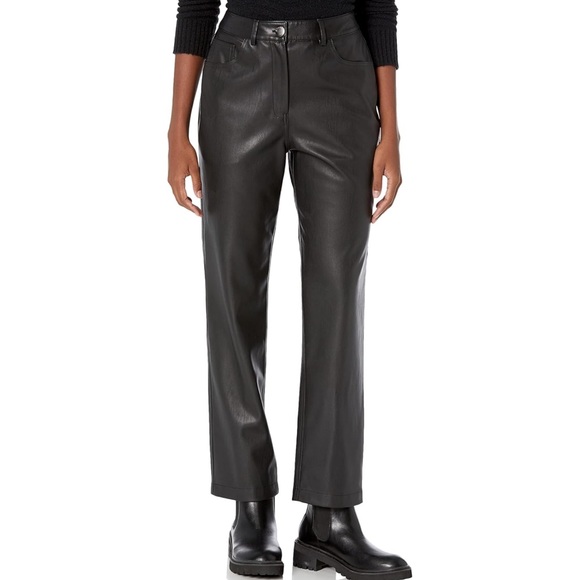 the drop Pants - NWT The Drop Jack Vegan Leather High Waisted Straight Leg Pants Size 27